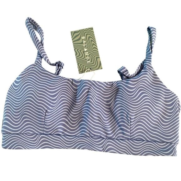 Vitality Balance Athletica Women’s M Flare‎ Bra Oasis Blue Swirl Marble Gym New - Picture 2 of 6